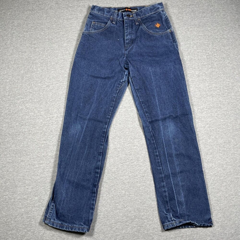 Wrangler FR Jeans Womens 26x29 Blue Straight High Rise Relaxed Fit 100% Cotton